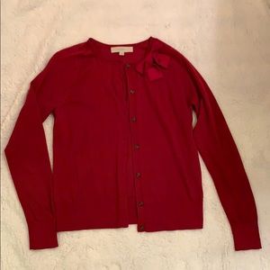 Ann Taylor LOFT Red Cardigan Sweater w Bow Small